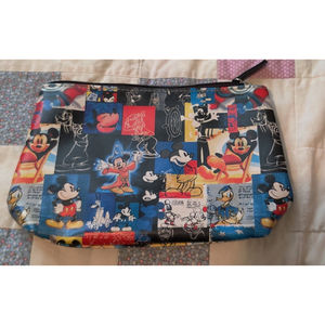Vintage  Disneyland Resort Mickey Mouse Makeup Pouch Cosmetic Bag with mirror